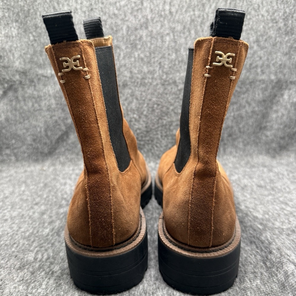 Sam Edelman Laguna Chelsea Boot Womens 9.5W Cognac Suede Lug Sole Chunky - Picture 4 of 8